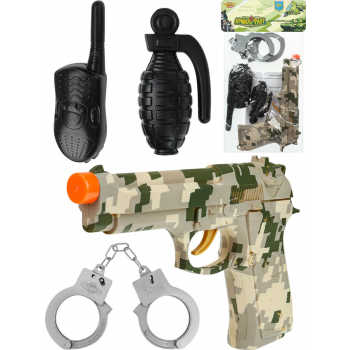 Игровой набор "Военный" (пистолет, граната, рация, наручники) в пакете (Арт. M0078)