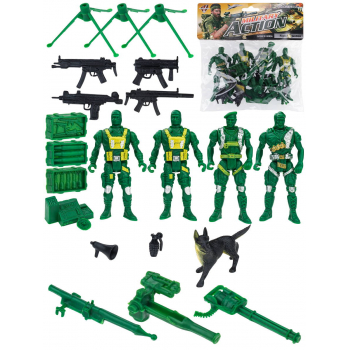 Набор СОЛДАТИКИ-2 (солдатики 4шт,оружие, собака, пакет) арт.2034000