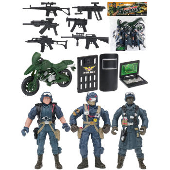 Набор СОЛДАТИКИ-3 (солдатики 3шт, оружие, мотоцикл, пакет) арт.2034005