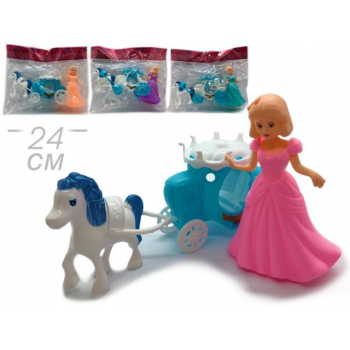 Карета малая с лошадью,куклой в пак.,48124