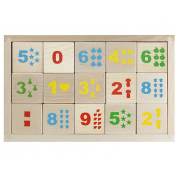 Кубики Математика деревянные неокрашенные 15 шт арт.КБМ 1500