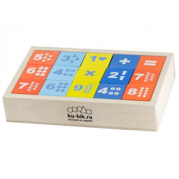Кубики Математика деревянные окрашенные 15 шт арт.КБМ 1501