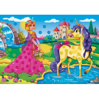 МОЗАИКА ИЗ ПУГОВИЦ Формат А4 Принцесса с лошадкой на прогулке арт.М-0420