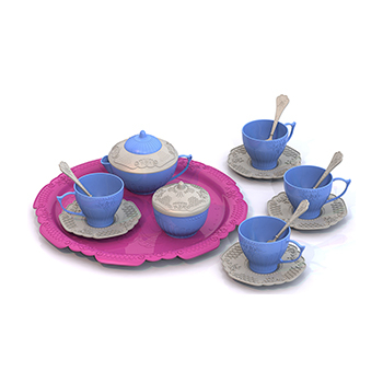 Набор посуды Чайный сервиз ВОЛШЕБНАЯ ХОЗЯЮШКА (15 предметов на подносе) арт 622
